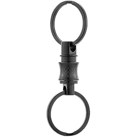 BANG TI Titanium Quick Release Swivel Keychain, Pull Apart Detachable Keychain Heavy Duty Car Key Holder with TWO Ti Key Rings (S Black) Cover