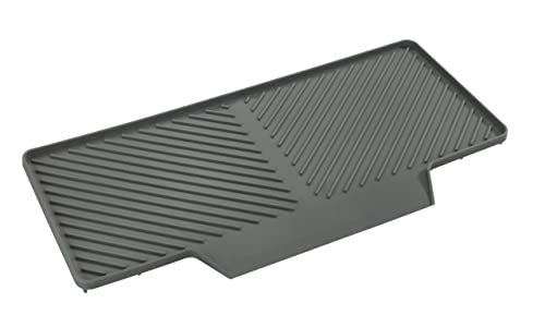 WENKO Alfombrilla escurreplatos, bandeja de plástico para escurrir vajilla y cubiertos, superficie inclinada y acanalada para un óptimo drenaje del agua, protege contra arañazos, gris, 20 x 3 x 40 cm