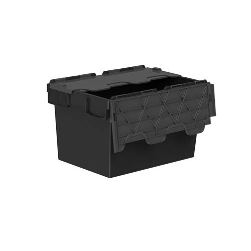 Totebox 10x 64 Litre Storage Box/Attached Lid Container in Black (600 x 400 x 365h mm)