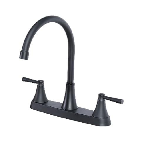Touck 3 Hole Matte Black Two Handle Kitchen Faucet - RV & 4 Hole Compatible, TDLKF029W-B