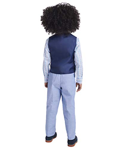 Image of Nautica Boys' 4-piece Formal Suit Set with Vest, Pants, Collared Dress Shirt, and Tie