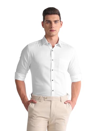 Image of Arrow Slim Fit Mens Formal Shirt - 100% Cotton, Breathable & Comfortable, Full Sleeves Shirts for Men