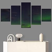SIGNWIN 5 Panel Canvas Wall Art Astronomy & Space Contemporary Cosmic Dramatic Green Group Photography Realism Ultra for Home Decorations Ready to Hang - 60
