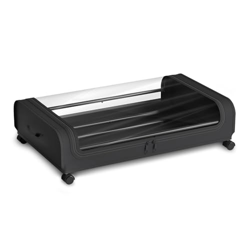 Image of Nayasa Under Bed Storage Box | Storage Organizer | Ideal For Small Space Clothes Storage | Clothes, Shoes, Toys, Books With Clear Cover | Lockable Wheels | Black