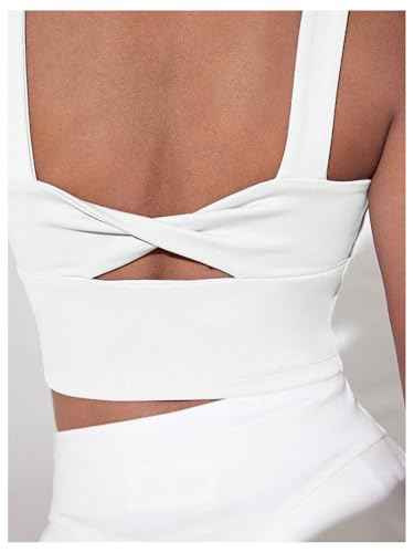 Image of WDIRARA Girl's Twist Back Sports Bras Backless Tank Top Workout Sports Shirts for Gym
