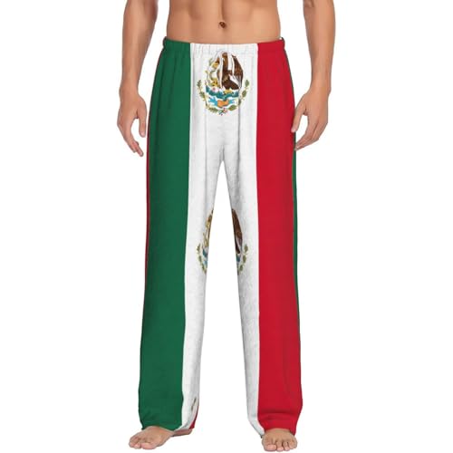 Pantalon de pyjama flanelle homme drapeau Mexique avec ceinture souple