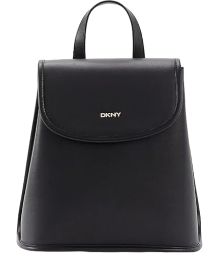 DKNY Women's Brook Leather Backpack, Black/Gold, One Size