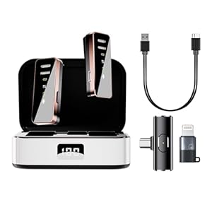 2PCS Wireless Lavalier Microphone, Mini Lavalier Microphone With Charging Case For iPhone Android, 3Mode Denoise Clip on Lapel Mic Plug-Play, for Video Recording Interview, YouTube, Vlog, TikTok