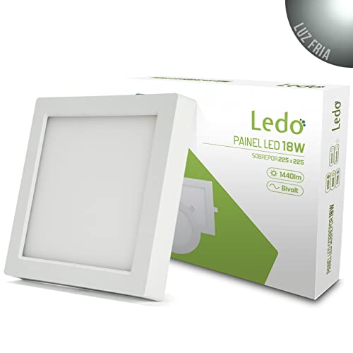 Painel Plafon Led Sobrepor Quadrado 18W Branco Frio 5700K Ledo