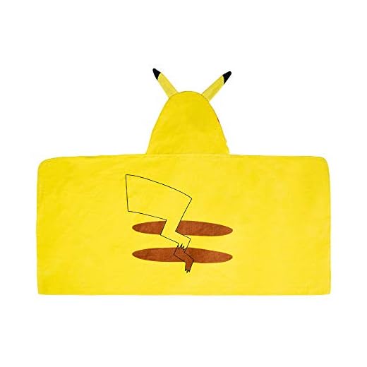 Franco Kids Bath and Beach Soft Cotton Terry Hooded Towel Wrap, 24" x 50", Pokemon Pikachu