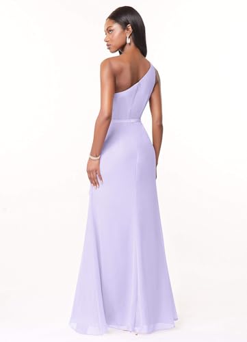 One Shoulder Bridesmaid Dresses for Women Ruffled Chiffon Long Formal Prom Party Dress with Split4