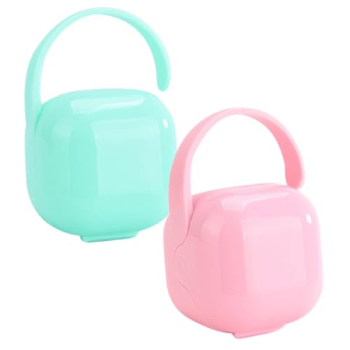KOMBIUDA 2pcs Lidded Dummy Storage Case Portable Pacifier Box Handle Baby Pacifier Case Box for Travel