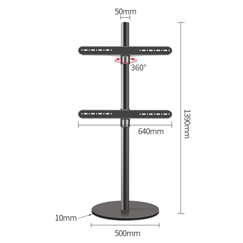 Support TV au sol rotatif 360° pour écran LCD 37-75 pouces et max 45kg