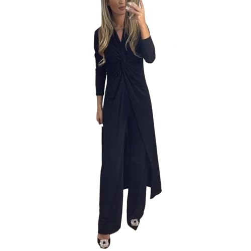 Ensemble plissé 2 pièces tenue femme élégante style formel longue avec pantalon large