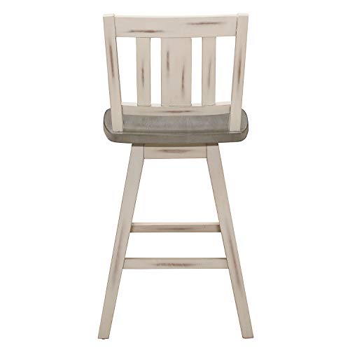 Lexicon Havre Swivel Counter Height Barstool (Set Of 2), Slat Back - 23.5" Sh, White #TOP2