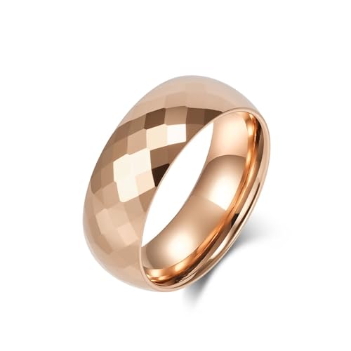 Bague tungstène homme or rose 4mm | Alliance de fiançailles taille 60 motif losanges étanche