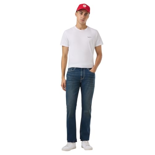 Image of Pepe Jeans Men's Straight Fit Jeans|Mid Rise |Stretchable Fabric| Jeans for Men | Available in Plus Size