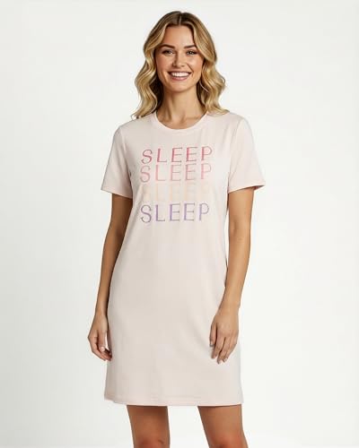 Image of Real Essentials 3 Pack: Women's Short Sleeve Nightgown Dress - Nightshirt Pajama Sleep Shirt Sleepwear (Available in Plus)