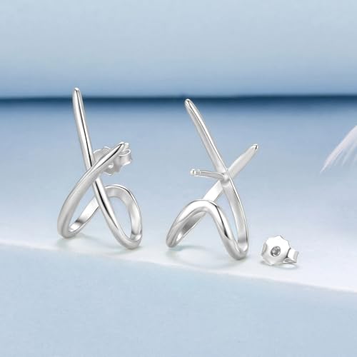 MUNDELL 14K Gold Plated 925 Sterling Silver Dainty X Stud Earrings Minimalist Hypoallergenic Earring for Women Jewelry Gifts4