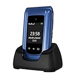 USHINING 4G Senior Flip Phone Unlocked Dual Standby Seniors Cell Phone SOS Big Button Senior Basic Phone for Elderly 2.4 Inch Screen Unlocked Feature Cell Phone with Charging Dock (Blue)