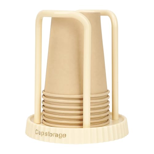 2 Pack Cup Dispensers for Bathroom – Fit 5-8 Oz Cups, Compact Paper Cup Holder for Bathroom Counter or Vanity, Beige