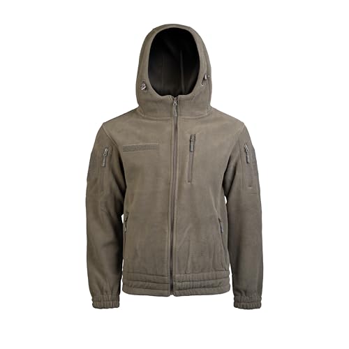 Mil-Tec Veste de protection contre le froid en polaire Gen II avec capuche • Veste polaire d'extérieur pour homme avec poches et détails fonctionnels • Veste mi-saison chaude • En olive ou noir