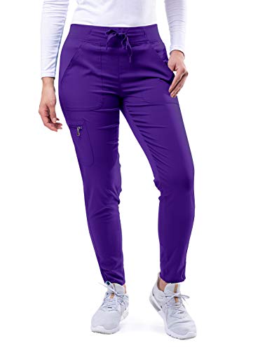Adar Pro Scrubs for Women - Fashionable Yoga Jogger Scrub Pants - P7104-2 - Grape - M