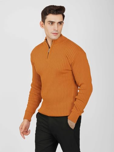 Image of LOQUE Men's Wool Blend Selection Sweater Half Zip High Neck Pullover Warm Casual Winter Wear for Office and Travel