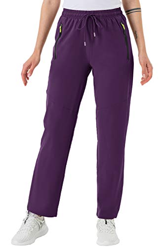 Bgowatu Women's Hiking Pants Quick Dry Water Resistant Outdoor Cargo Pants Zipper Pockets Lightweight (Purple,Us L) #TOP1