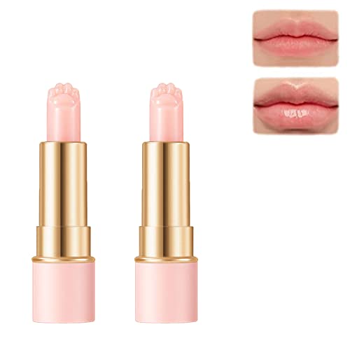Lippo Thermochromic Lip Balm, Color Changing Lip Balm, Mini Cute Moisturizing Lip Balm, Cat Paw Shaped Lip Balm, Cute Pink Lip Balm for Dry Lips (2pcs)
