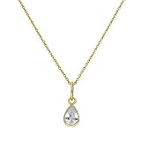 9K Gold & Klar CZ Kristall Tränentropfen Anhänger an 45,7 cm (18 Inches) Kette
