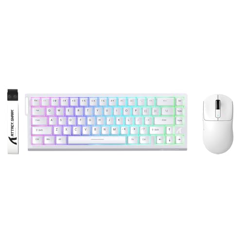 Clavier Magnétique Filaire ATTACK SHARK X68 HE avec souris gaming sans fil pour setup blanc épuré