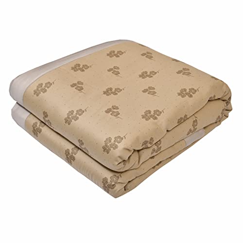 LINENWALAS 300 Thread Count Cotton Reversible Single Bed Dohar with Silk Border | Soft-Lightweight Blanket -Double (90 x 100) inches, Beige Spring