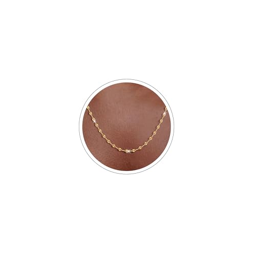 Carffordo Solid 16K Gold Plated Necklace, Lip Link Chain for Women