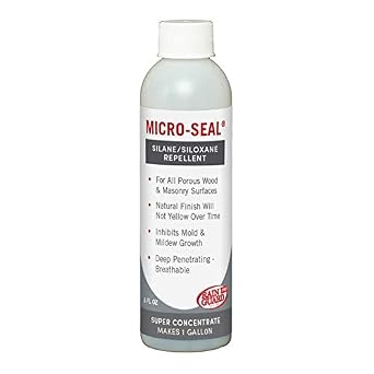 Rainguard Pro Micro-Seal, Surface Sealer for Water and Weather Damage, Ideal for All Porous Wood and Masonry Surfaces, Silane/Siloxane Water Repellent, Natural Finish, Makes 1 Gallon | Silane Siloxane Surface Sealer For Water & Weather Damage, Porous Surfaces, Natural Finish, Makes 1 Gallon, Clear, Low Odor