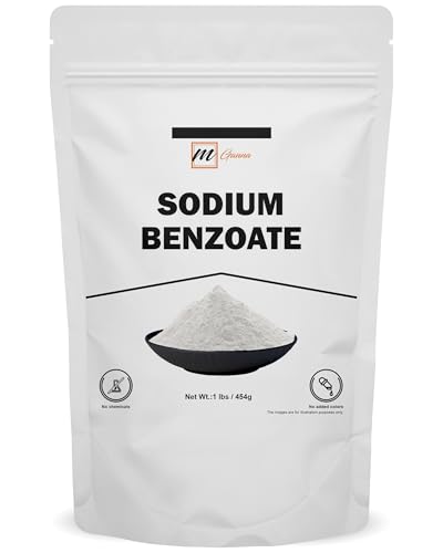 mGanna Sodium Benzoate Powder, Food Grade, 1 lb (454 g) - Preservative for Food, Industrial and Household Applications