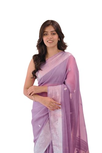 Image of Women's Cotton Woven Soft Sarees With Attach Blouse Piece.