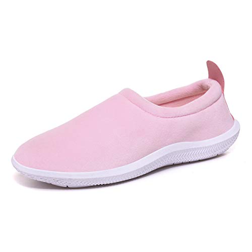 Zapatillas de Invierno Mujer Hombre Pantuflas de algodón con Memoria Zapatillas de Estar Al Aire Libre Forro cálido Pantuflas Mocasín Estilo,Rosa,39 EU