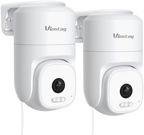 VIMTAG 2.5K Cameras for Home Security, Outdoor Security Camera Indoor, 2.4G/5G Wi-Fi, Plug-in Power (Wired), 360° Motion Tracking, Free AI Detection & Siren, Color Night Vision, IP66, SD/Cloud Storage