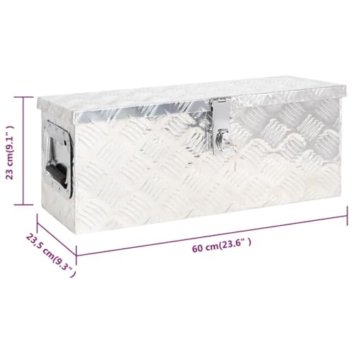vidaXL Aufbewahrungsbox Aluminiumkoffer Aluminiumbox Lagerbox Lagerkiste Transportkoffer Transportkiste Silbern 60x23,5x23cm Aluminium