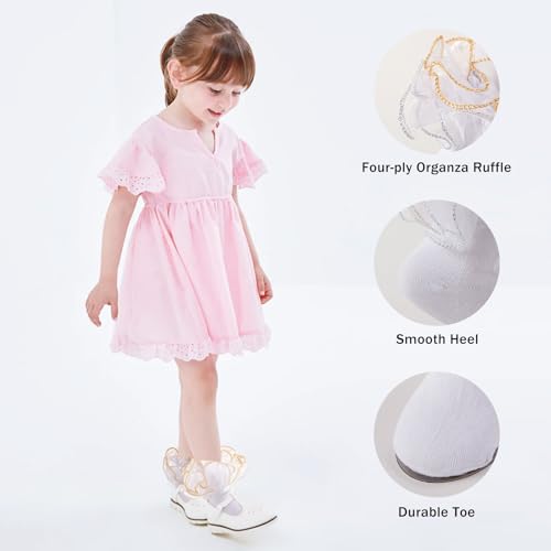 Toddler Girls Ruffle Socks Girl Cute Lace Frilly Fancy Dress Socks Soft Cotton Sock with Big Ruffles for Little Kids2