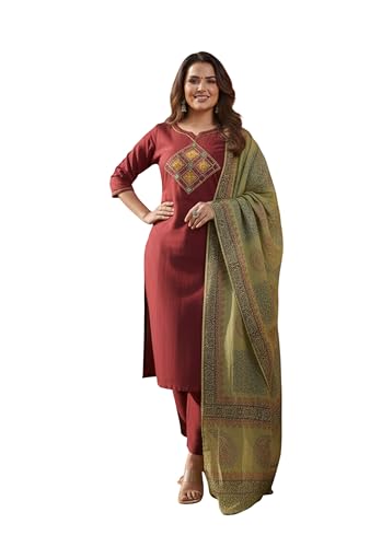 Kurta pour femme grande taille XL ensemble marron confortable anti-froissement FABNEX