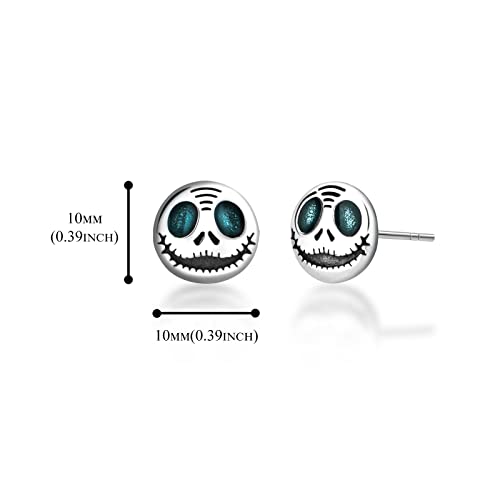 Phnibird 925 Sterling Silver Stud Earrings Nightmare Before Christmas Hypoallergenic Earrings For Men Women Skull Earrings For Party (B) #TOP5