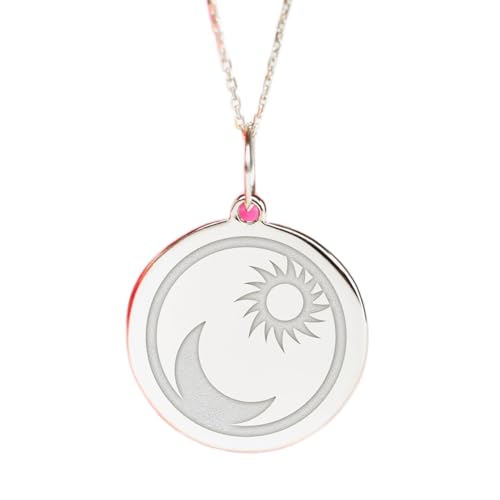 Collier lune et soleil en argent sterling 925 avec chaine cable 45cm