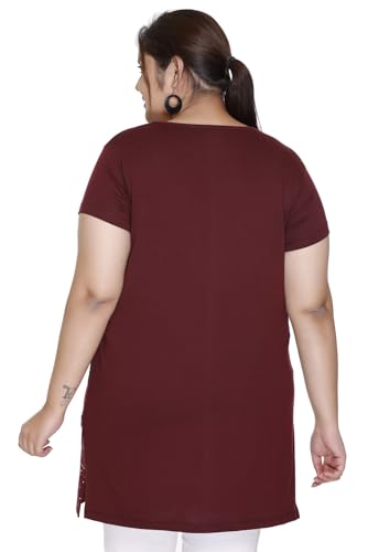Image of Women Printed Cotton Tshirt with Side Slits & Pocket