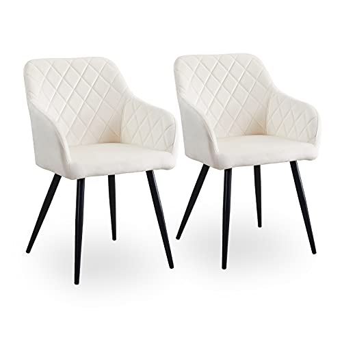 Clipop Silla De Comedor Juego De 2 Silla Tapizada De Terciopelo Silla De Cocina Retro Silla De Brazo Silla De Salón Con Patas De Metal 2, Terciopelo-Crema Clipop Silla De Comedor Juego De 2 Silla Tapizada De Terciopelo Silla De Cocina Retro Silla De Brazo Silla De Salón Con Patas De Metal 2, Terciopelo-Crema