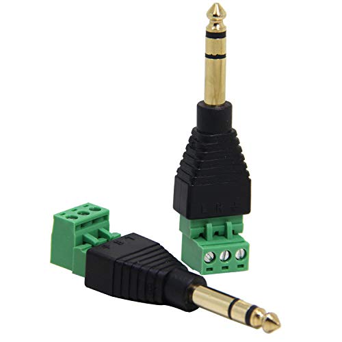 1/4 Inch TRS Screw Terminal Plug, Ancable 2Pack 6.35mm Stereo Male