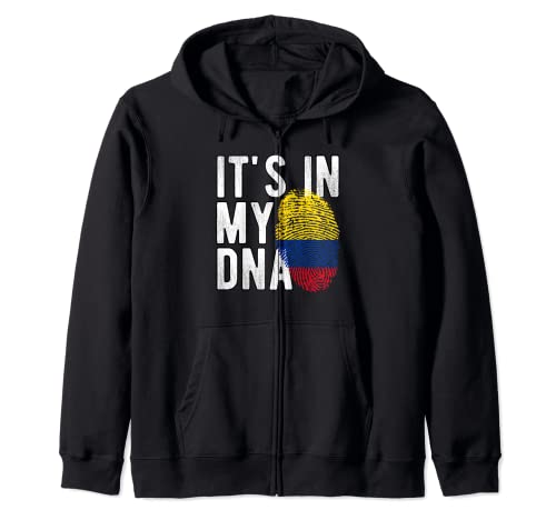Divertido está en mi ADN Colombia bandera huella digital Sudadera con Capucha