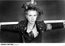 Poster Johnny Rotten Crucifix fini les affiches déchirées grâce à la lamination rigide