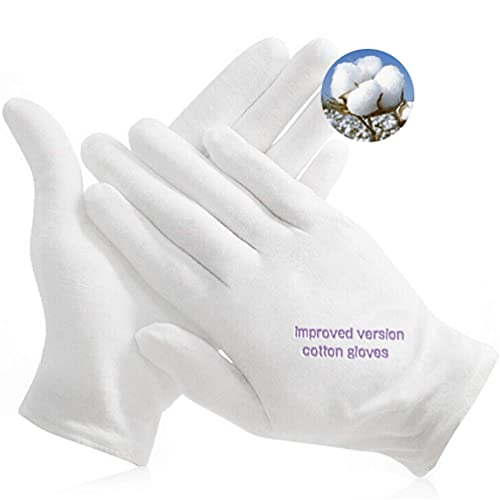 YITIAOYU 24 Pairs Soft White Cotton Gloves for Moisturizing Eczema Sleep Treatment, and Archival Inspection Handling of Coins, Jewelry, Silver, and Costume Artifacts